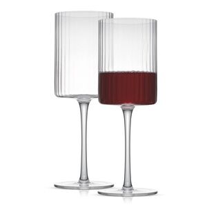 JoyJolt Elle Fluted Wine Glasses - 14 oz - Set of 2